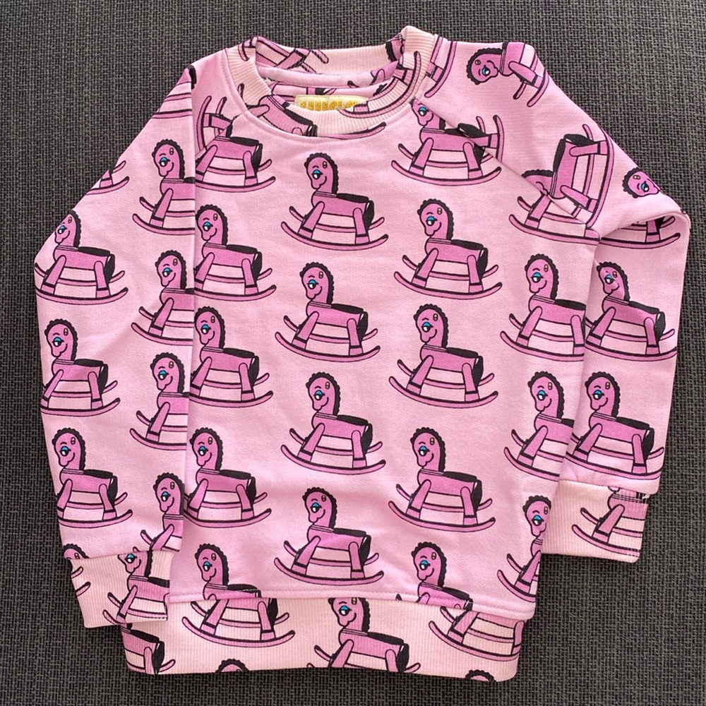 Hugo Loves Tiki Purple Rocking Horse Sweatshirt NWT